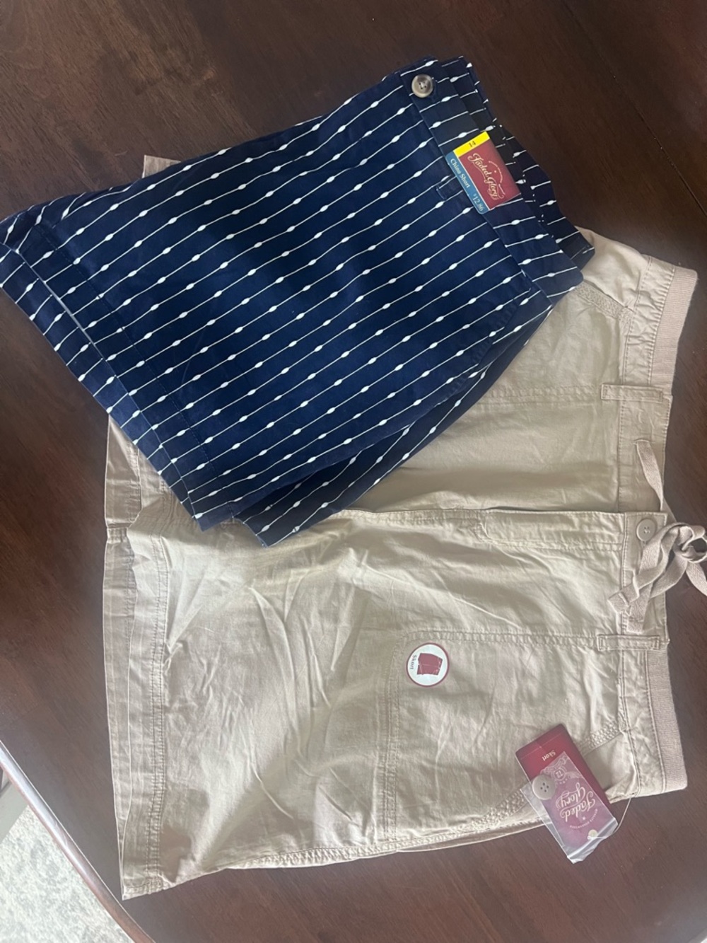 Faded Glory Navy Striped Skort & Khaki Skort Set